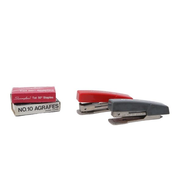 Vintage Swingline Staplers TOT 50 Red Grey Stapler Retro Made USA Staples Lot 2 - Picture 2 of 9